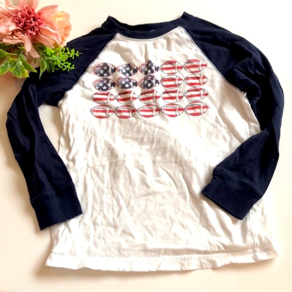 Patriotic Football long sleeve T shirt 4th of July Football long sleeve tee Boys